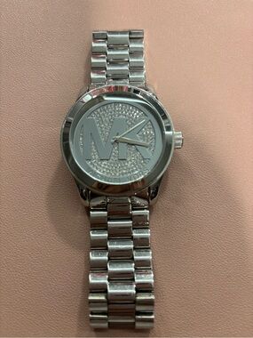 Michael Kors Silver Crystal MK Logo Men's Watch